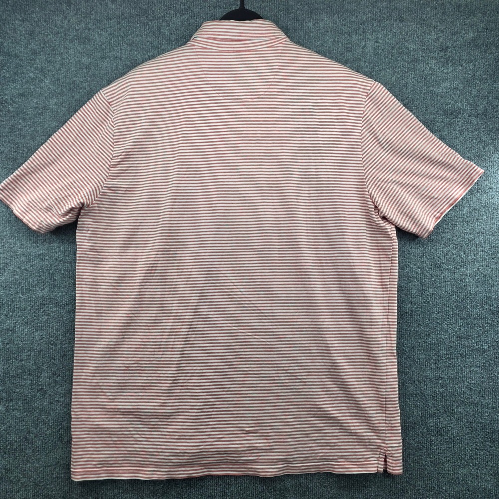 Johnnie-O Hangin Out Mens XL Red White Striped Short Sleeve Pocket Polo Shirt - Picture 4 of 6